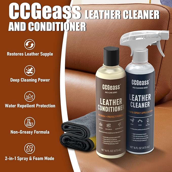 Leather Conditioner 16oz | Leather Care for Car Seats, Furniture, Couches, Shoes & Boots | Non-Greasy Deep Conditioning, Maintains Softness & Natural Finish& Protects