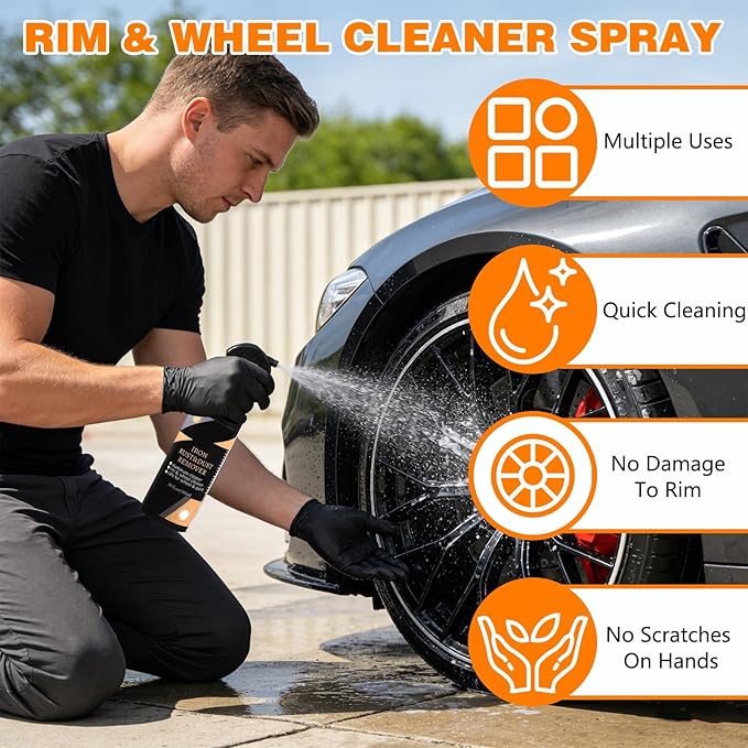 Rim & Wheel Cleaner Spray, Iron Rust & DUST Remover, Purple Color Changing Iron Remover, Rust for Most Wheel