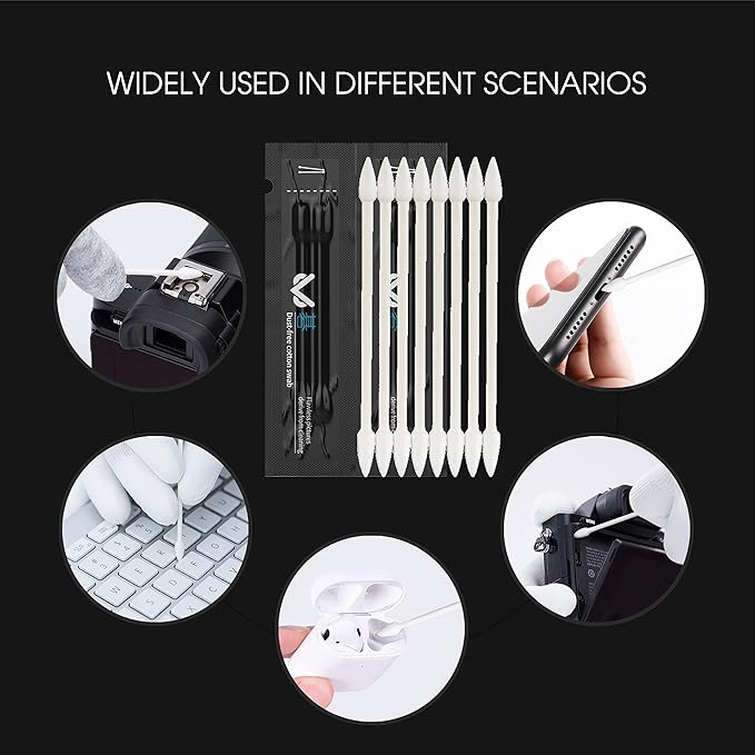 VSGO Camera Lens Cleaning Kit, Lens Cleaner Fluid, Dust-Free Cotton Swab and Dispensing Bottle Included, Compatible with Cameras, Lenses and Other Optical Products Clean(V-C01E)