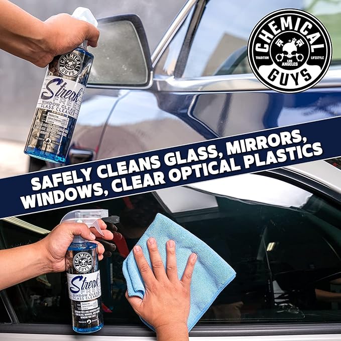 Chemical Guys Streak Free Window Cleaner – Ammonia-Free Glass Cleaner for Crystal Clear Clarity, Safe on Tint, Mirrors, Touchscreens, Windshields, and Chrome, 32 fl oz