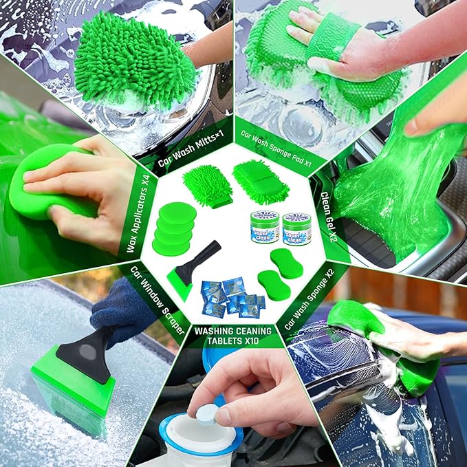 47PCS Car Detailing Kit Interior Cleaner, Car Cleaning Kit, Car Vacuum Car Interior Detailing Kit, Car Wash Kit with Bucket Auto Detailing Brush Set Car Accessories for Motorcycle, Cars, Bikes, Wheels