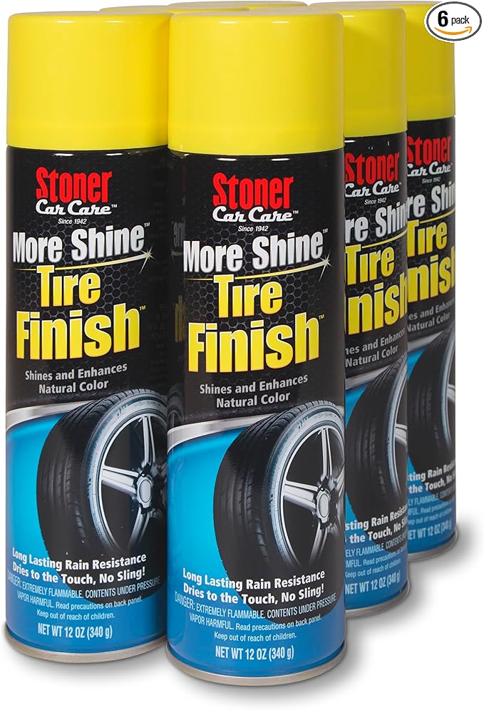 Stoner Car Care 91094-6PK More Shine Tire Finish – Tire Shine Spray for a Deep Matte Black Finish with Long-Lasting Rain-Resistant Protection, Non-Greasy No Sling – 12 oz (Pack of 6)