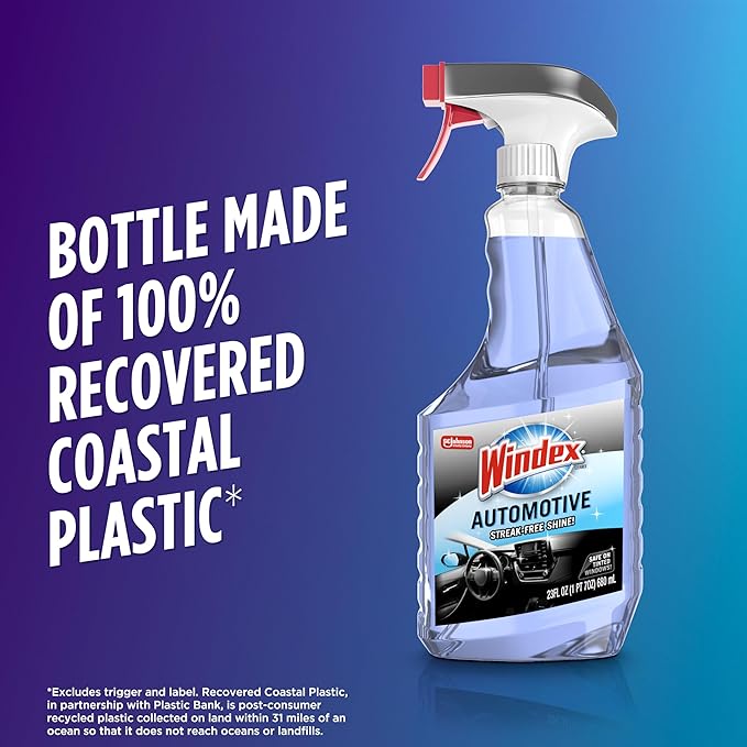 Windex Automotive Car Window and Glass Cleaner, Streak-Free Shine for Car Glass Exteriors, Tinted Windows, and Interior Electronics, 23 fl oz