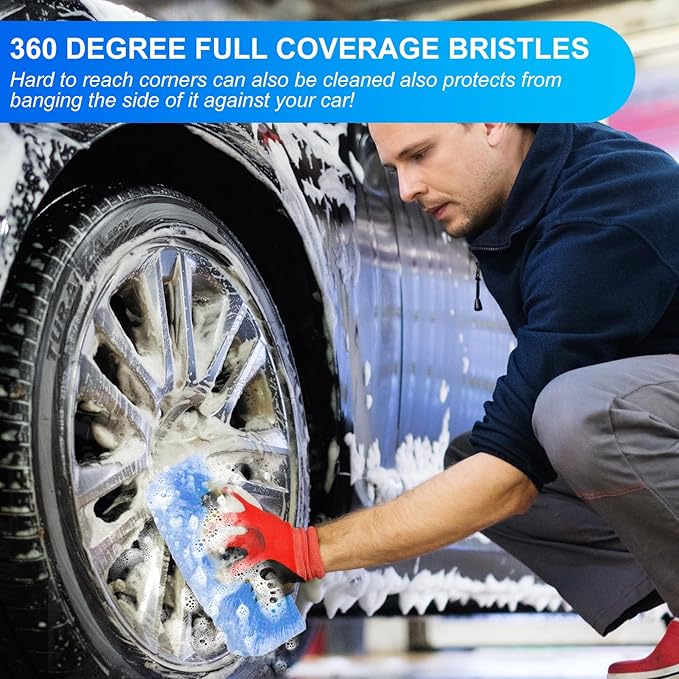 Tanlade 2 Pcs Car Wash Brush Head with Soft Detailing Bristle Flow Through Car Cleaning Brush Exterior Wash Equipment for Auto Truck RV Boat Camper(12 Inch,Blue)