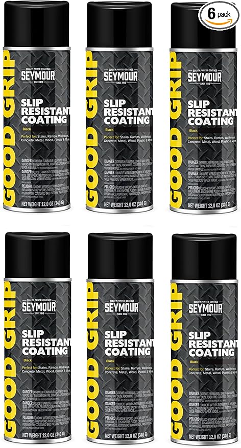 16-83 – Good Grip Slip-Resistant Spray Coating — Black (12 oz, 6-Pack / 72 oz Total) | Bulk Value Pack | Textured Finish for Decks, Steps & Work Areas