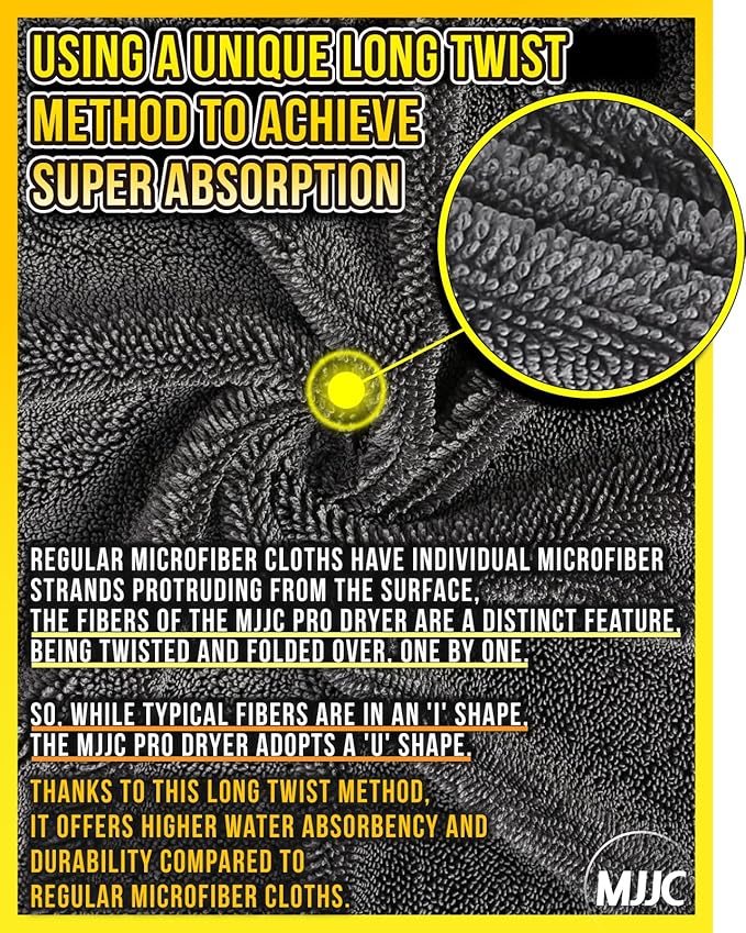 MJJC Pro Dryer Plush Silk Microfiber Drying Towel (20” x 20” (1-Pack)) Cars,Trucks, SUVs, RVs, Home