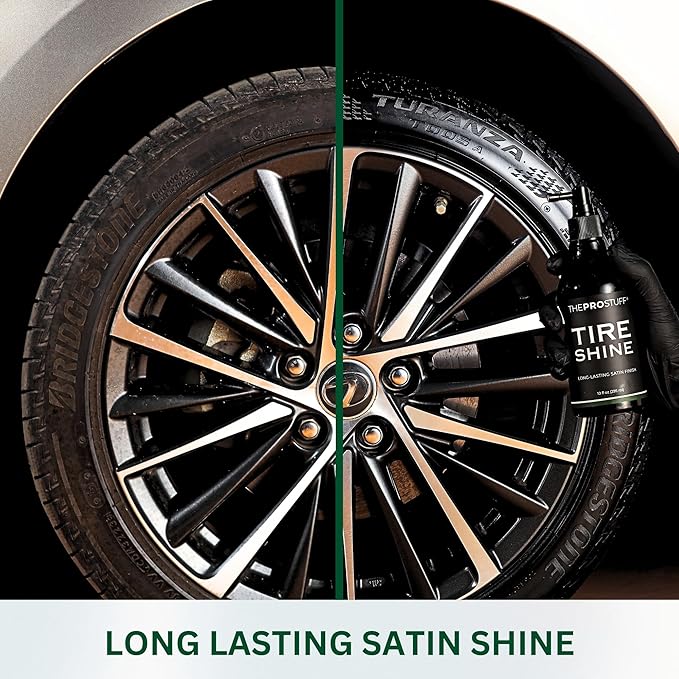 The Pro Stuff® Tire Shine - Satin Tire Dressing for Deep Black Finish | No Sling, Quick Drying, Solvent-Free | Car Tire Shine for Enthusiasts