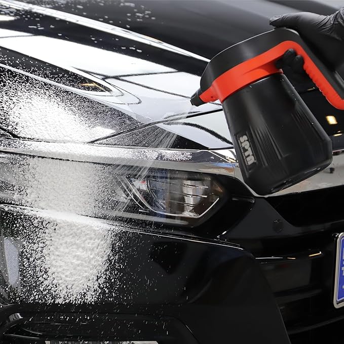 SPTA Pressure Foam Sprayer, 2.25L/76 oz Electric Pressurized Soap Sprayer Car Foam Sprayer, Cordless Pump Sprayer, Car Wash Pressure Washer Foamer with 500ML Shampoo for Detailing