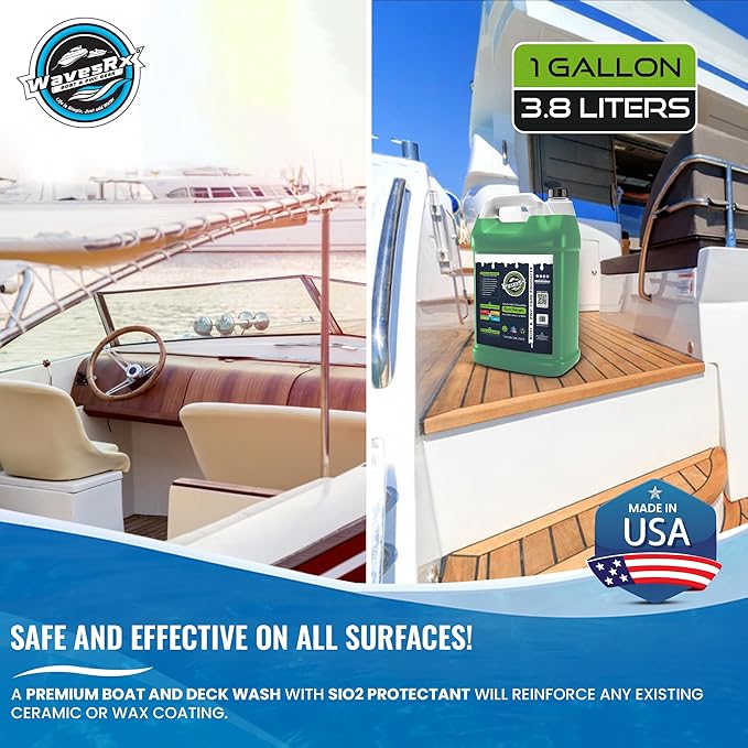 WAVESRX Salt Neutralizing Boat Soap & Jet Ski Wash with SiO2 Surface Protection (EpicWash+), Marine Grade Cleaner Removes Salt & Contaminants, Protective Ceramic Coating Prevents UV Damage