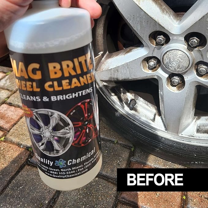 Quality Chemical Mag Brite/Acid Wheel and Rim Cleaner/Wheel and Tire Cleaner - Formulated to Safely Remove Brake Dust and Heavy Road Film - Best Car Wheel Cleaner for Rims Cleaner - 128 oz (Pack of 4)