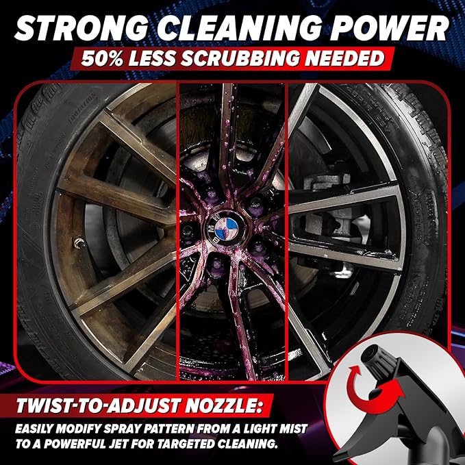 Rim Reactor Wheel Cleaner Spray – Gel Concentrated Formula – Removes Brake Dust, Grime & Dirt – Non-Acid, pH Neutral – Safe for Alloy, Aluminum, Chrome & Black Wheels – Rim Care Solution – Gallon