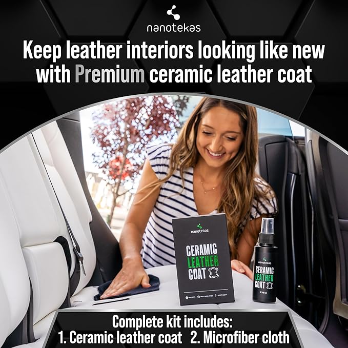 Premium Ceramic Leather Coating – Professional Leather Shield & Protector for Car Seats, Tesla Vegan Leather, Interior, Furniture, Shoes – Nano Technology Long-Lasting Leather Care