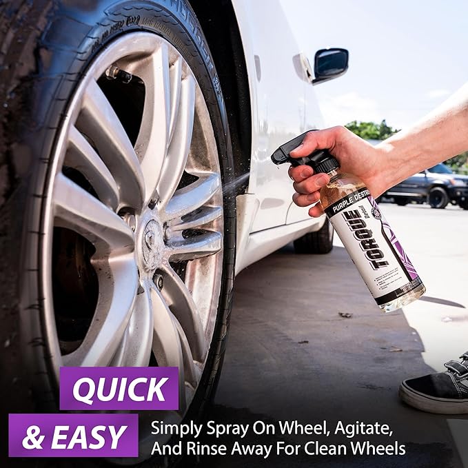 Torque Detail Purple Destroyer 16oz - Car Detailing & Wheel Cleaner Spray, Eliminate Brake Dust, Remove Iron From Rims & Wheels | Professional Strength Formula, Works On Chrome, Aluminum, Alloy & More
