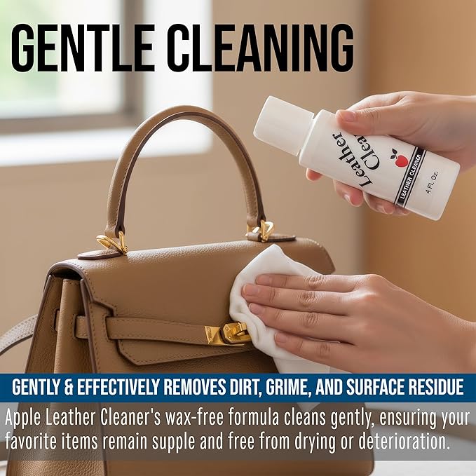 Apple Brand Leather Cleaner 4 oz - Great for Shoes, Boots, Handbags, Car Upholstery, Furniture - Removes Surface Dirt, Grime, Salt and More From Finished Leathers