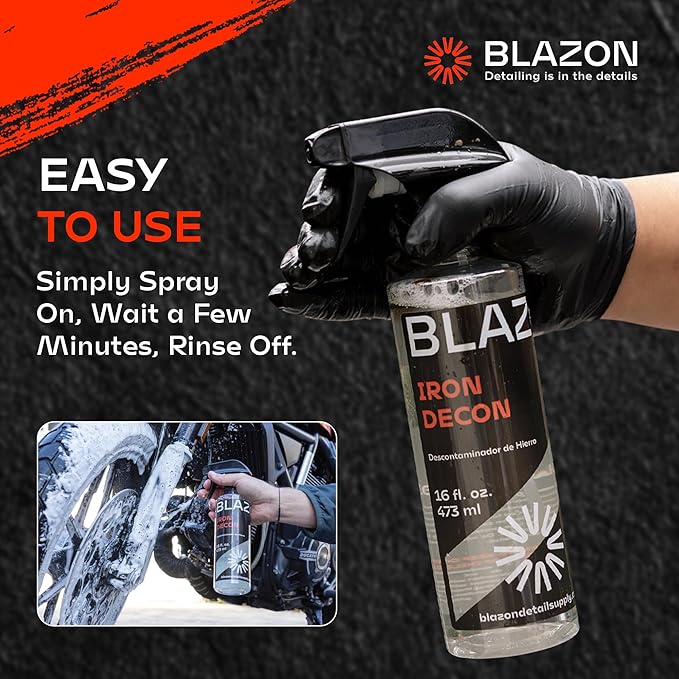 BLAZON Iron Decon - Max Strength Iron Remover & Wheel Cleaner, 2X Concentration for Rapid Removal of Iron Buildup, Brake Dust, and Rust Spots, Low Odor Formula - Citrus Scent - 16 Oz