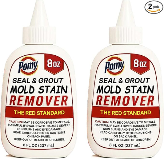 Pomy Professional Grade Mold Stain Remover Gel (2 Pack-16 oz Total) Thick No-Run Gel for Shower Caulk, Grout Lines, Washing Machine Gasket, Front Loader Door Seal, Tile and Bathroom Surfaces