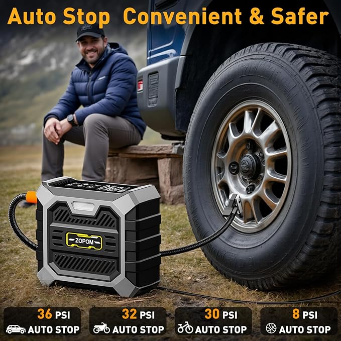Tire Inflator Portable Air Compressor DC 12V Air Compressor Portable with Digital Pressure Gauge Air Pump for Car Tires - Car Accessories Bike, Motor