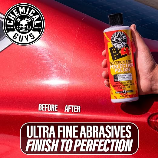 Chemical Guys C4 & P4 Clear Cut Correction Compound and Precision Paint Perfection Polish Combo - Removes Scratches, Swirls, Towel Marks, and Etching, Restores Gloss, Polishing Kit - 2 x 16 oz