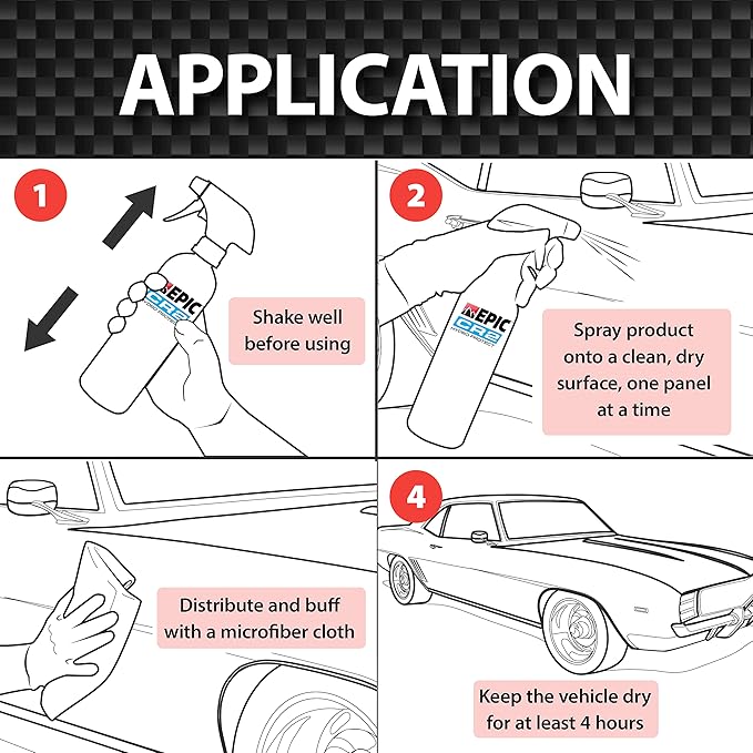 Malco EPIC CR2 Hydro Protect Ceramic Spray – Rejuvenates and Protects Vehicle Exterior Finishes/Shine, Protect, and Beautify Your Vehicle/Deep Hydrophobic Shine on All Types of Surfaces/16oz (109416)