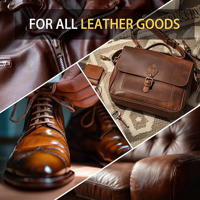 Saddle Soap 4PC Leather Care Kit – All-Natural 3.52oz Leather Cleaner & Conditioner with Horsehair Brush – Saddle Soap for Boots, Shoes, Bags, Saddles, Car & Jackets