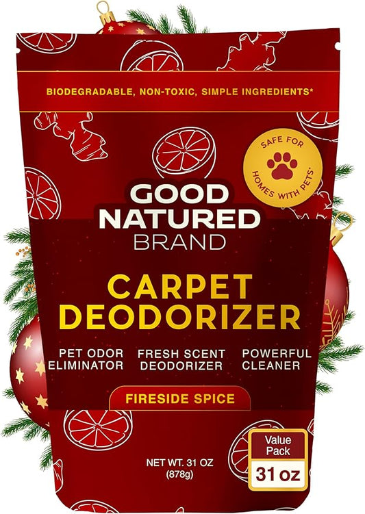 Good Natured Brand | Carpet Deodorizer & Freshener Powder | 31 oz Pet Odor Eliminator for Strong Odor & Pet Urine | Fresh Natural Fireside Spice Scent | Safe for Homes with Pets