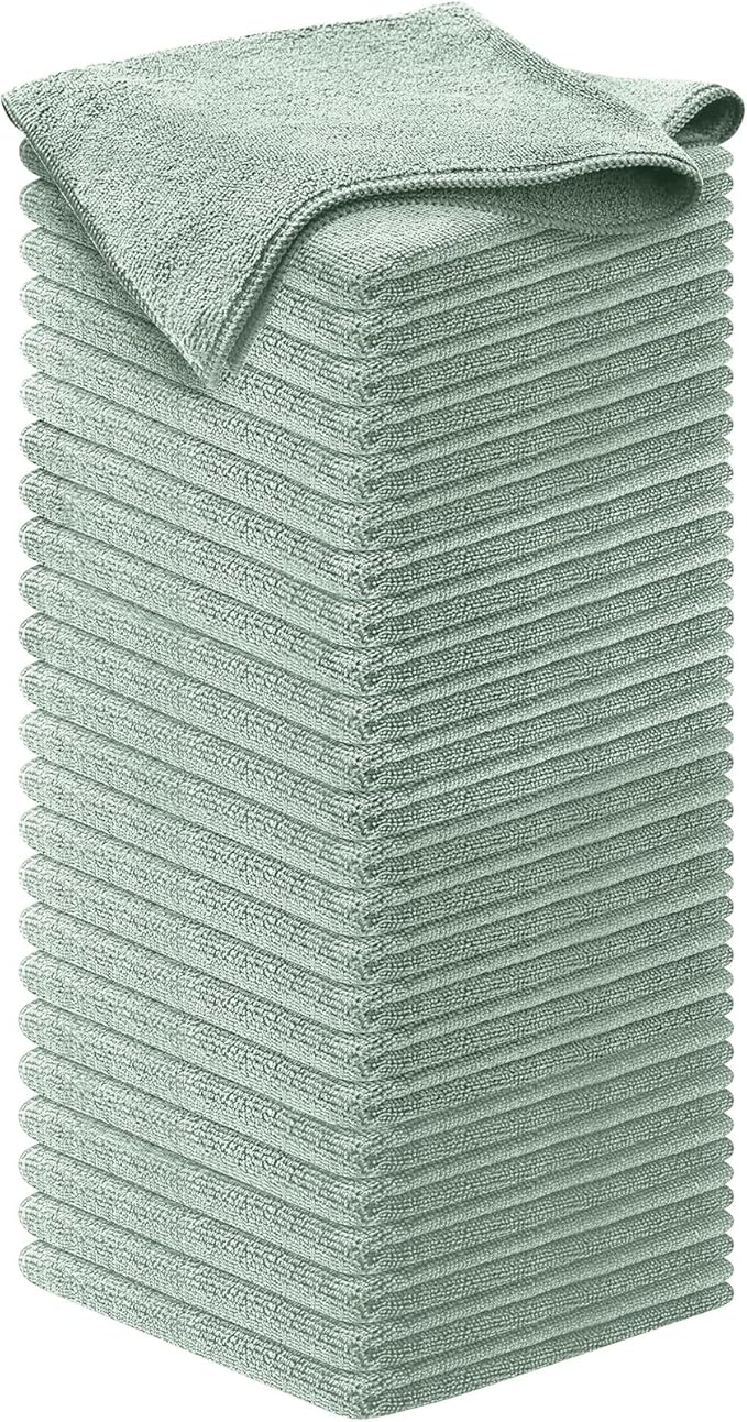 USANOOKS Microfiber Cleaning Cloth - Sea Green - 50Pcs (12.5x12.5 inch) High Performance - 1200 Washes, Ultra Absorbent Car Towel Traps Grime & Liquid for Streak-Free Mirror Shine - car Washing Cloth