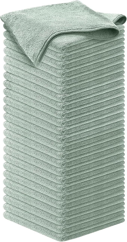 USANOOKS Microfiber Cleaning Cloth - Sea Green - 50Pcs (12.5x12.5 inch) High Performance - 1200 Washes, Ultra Absorbent Car Towel Traps Grime & Liquid for Streak-Free Mirror Shine - car Washing Cloth