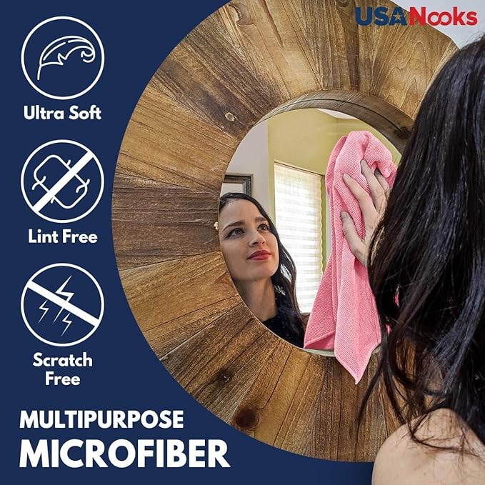 USANOOKS Microfiber Cleaning Cloth Light Pink - 24 Pcs 12.5"x12.5" - High Performance - 1200 Washes, Ultra Absorbent Towels Weave Grime & Liquid for Streak-Free Mirror Shine - Car Washing Cloth