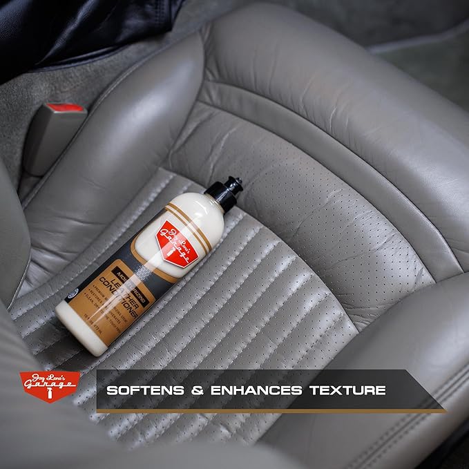Jay Leno's Garage Car Leather Conditioner and Auto Leather Care - Professional Leather Conditioner for Car Seats, Nourishes Protects & Restores, Lanolin & Beeswax Formula, Non-Greasy Finish (16 oz)