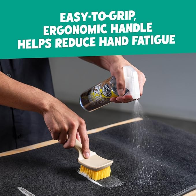 Chemical Guys Induro 7 Heavy Duty Interior Carpet & Upholstery Detailing Brush – Durable Bristles, Car Carpet Brush for Deep Cleaning Fabric, Mats & Seats, Ergonomic Grip for Comfort and Control