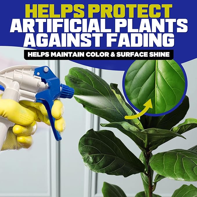 UV Protection Spray for Outdoor Surfaces – Helps Reduce Fading, Cracking, and Stains – Non-Greasy, Matte Finish – Includes Sprayer & Towel – Use on Vinyl, Plastic, Rubber, Artificial Plants
