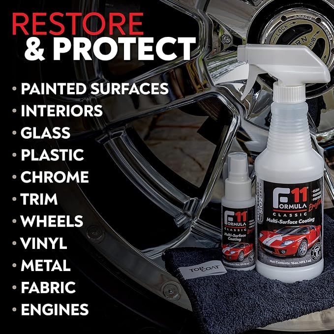 TopCoat F11 Car Polish & Sealer for Cars, Motorcycles, RVs and More – Water-Based Alternative to Ceramic Car Wax - 8 oz F11 Top Coat Spray Bottle