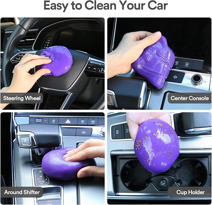 PULIDIKI Car Cleaning Gel Cleaning Putty Car Detailing Kit Car Interior Cleaner Car Slime Cleaner Dust Cleaning Supplies Car Accessories Car Gifts for Men Women Purple (2Pack)