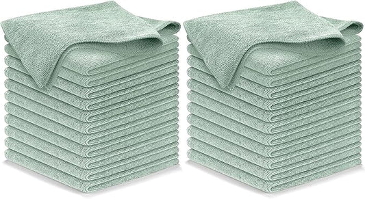 USANOOKS Microfiber Cleaning Cloth - Sea Green - 24Pcs (12.5x12.5 inch) High Performance - 1200 Washes, Ultra Absorbent Car Towel Traps Grime & Liquid for Streak-Free Mirror Shine - car Washing Cloth