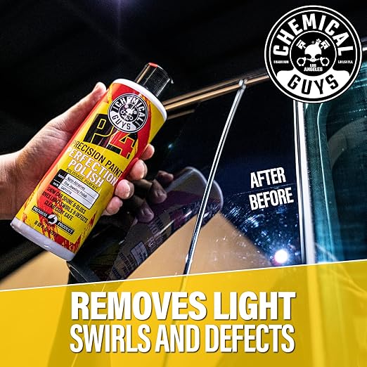 Chemical Guys C4 & P4 Clear Cut Correction Compound and Precision Paint Perfection Polish Combo - Removes Scratches, Swirls, Towel Marks, and Etching, Restores Gloss, Polishing Kit - 2 x 16 oz
