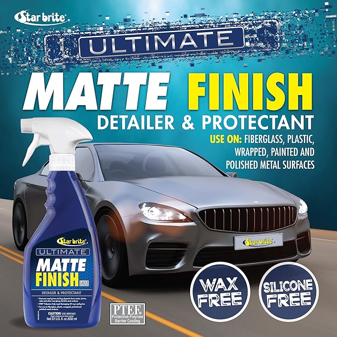 STAR BRITE Ultimate Matte Finish Speed Detailer & UV Protectant - Matte Finish Protectant for Wraps, Motorcycles, Cars, & Trucks - 22 OZ (098122)