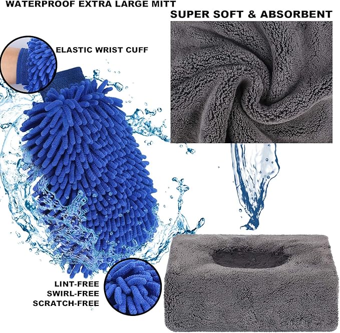 AUTODECO 22Pcs Car Wash Cleaning Tools Kit Car Detailing Set with Black Canvas Bag Collapsible Bucket Wash Mitt Sponge Towels Tire Brush Window Scraper Duster Complete Interior Car Care Kit