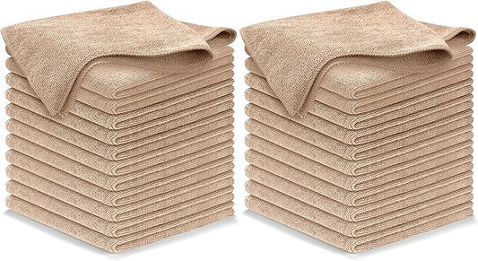 USANOOKS Microfiber Cleaning Cloth - Beige - 24Pcs (12.5x12.5 inch) High Performance - 1200 Washes, Ultra Absorbent Car Towel Traps Grime & Liquid for Streak-Free Mirror Shine - car Washing Cloth