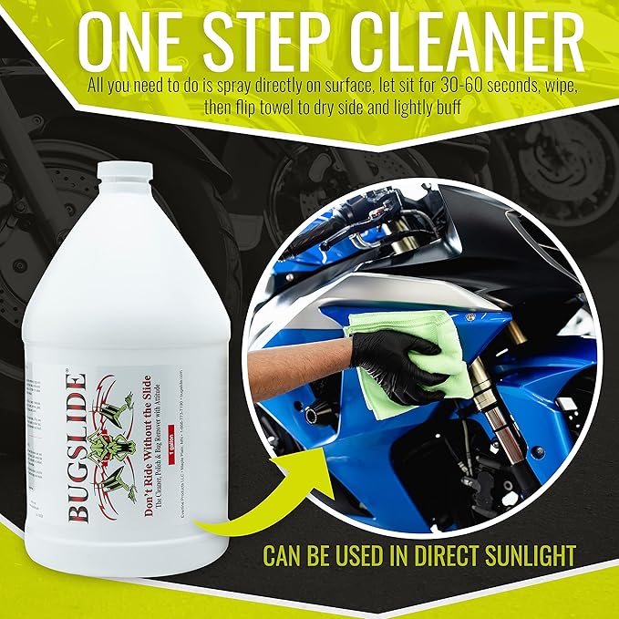 BugSlide 1 Gallon Cleaner Refill for Spray Bottles & Travel Kits - All Surfaces Cleaning and Detailing Solution for Vehicle Interior and Exterior Use - Shines, Degreases, Polishes