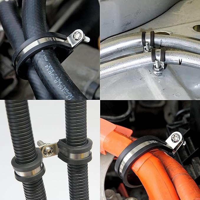 100 PCS 1/4 Inch Stainless Steel Cable Clamps - Insulated, Hose, Pipe, Wire Clamps