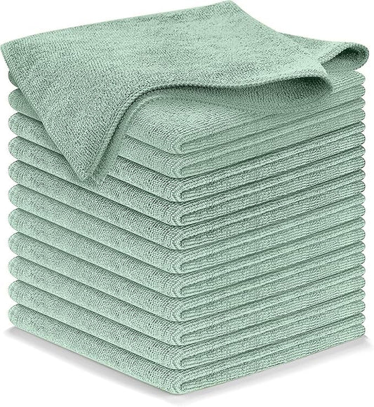 USANOOKS Microfiber Cleaning Cloth - Sea Green - 12Pcs (12.5x12.5 inch) High Performance - 1200 Washes, Ultra Absorbent Car Towel Traps Grime & Liquid for Streak-Free Mirror Shine - car Washing Cloth
