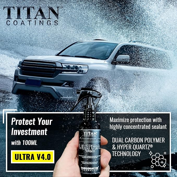 Ultra V4.0 Ceramic Spray Coating 100ml - Extreme Gloss & Hydrophobic Shine - Dual Carbon Polymer & Hyper Quartz® Technology - Long Lasting UV Protection - Easy Spray & Wipe Car Sealant