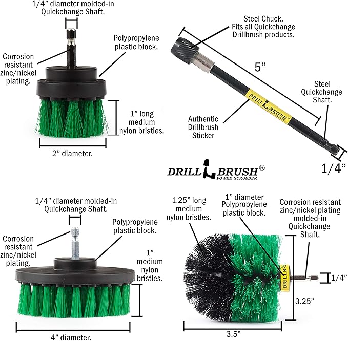 Drill Brush Household Cleaners - Kitchen Cleaning Supplies - Oven Scrub Brush - Stove Top Cleaner Kit - Countertop Cleaning Tools - Sink Pots and Pans Stain Scrubber - Frying Pan Grease Scrubber Kit