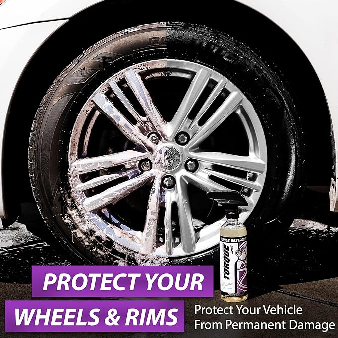 Torque Detail Purple Destroyer 16oz - Car Detailing & Wheel Cleaner Spray, Eliminate Brake Dust, Remove Iron From Rims & Wheels | Professional Strength Formula, Works On Chrome, Aluminum, Alloy & More
