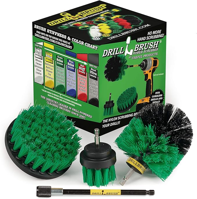 Drill Brush Household Cleaners - Kitchen Cleaning Supplies - Oven Scrub Brush - Stove Top Cleaner Kit - Countertop Cleaning Tools - Sink Pots and Pans Stain Scrubber - Frying Pan Grease Scrubber Kit