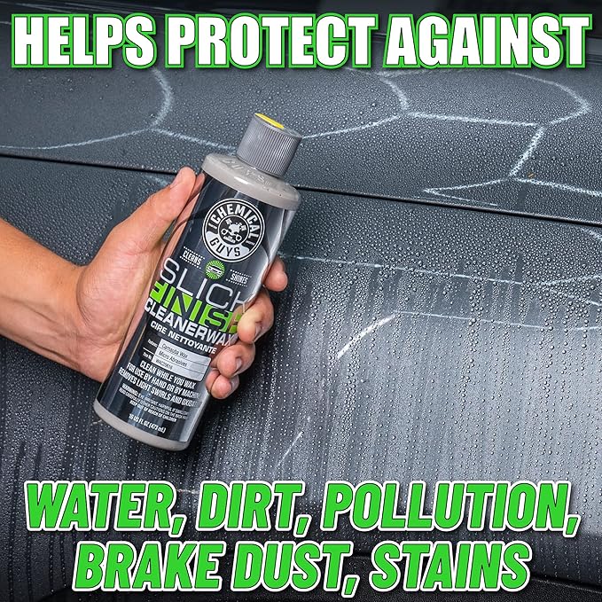 Chemical Guys WAC20616 Slick Finish Cleaner Wax Light Paint Cleanser & Brilliant Shine Carnauba Wax, 16 fl oz