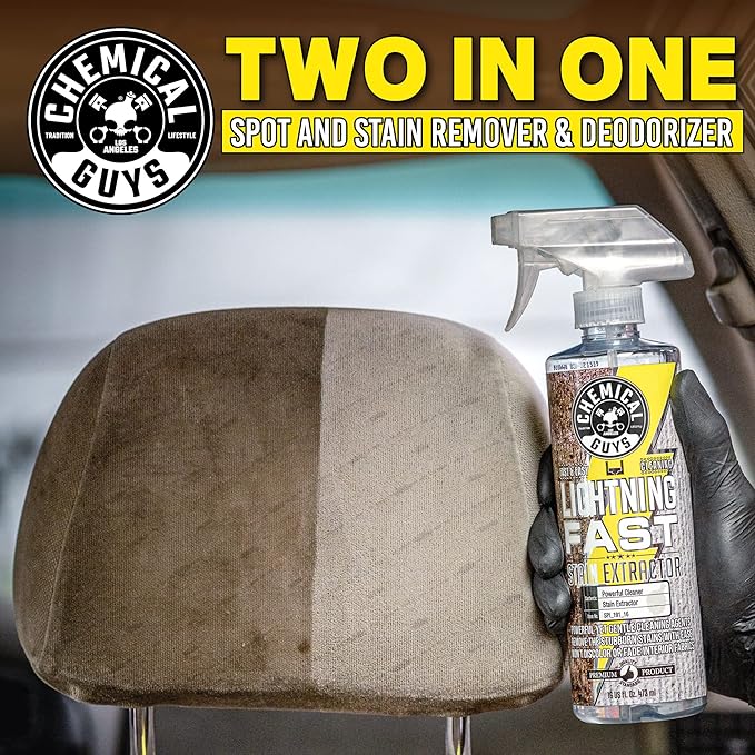 Chemical Guys Lightning Fast Carpet and Upholstery Stain Extractor - Chemical Guys Carpet Cleaner, Great for Fabric, Upholstery, Cars, Home, Office, Furniture, and More, Fresh Scent - 16 oz