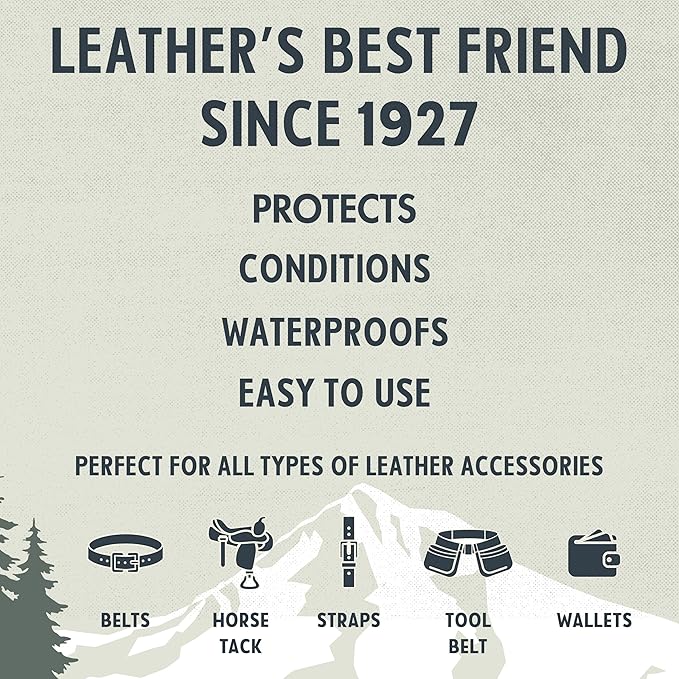 Snowshoe Belt Balm, Made in USA Since 1927 - Protect, Condition, Restore & Waterproof - Leather Conditioner for Belts, Wallets & Leather Accessories (4 oz)