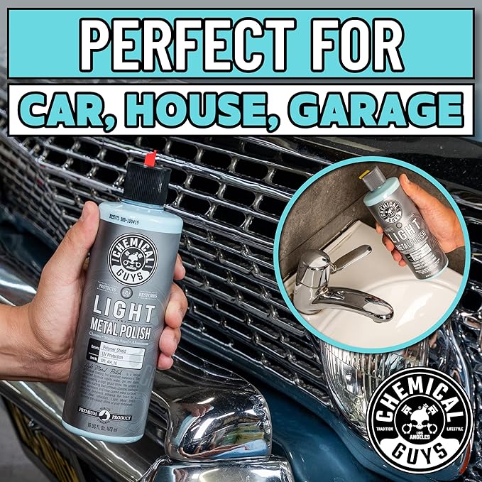 Chemical Guys Light & Heavy Metal Polish Kit - Restore, Protect & Shine All Metal Surfaces, Removes Oxidation, Rust & Tarnish from Chrome, Aluminum, Stainless Steel & More, Includes 2 x 16 oz Bottles