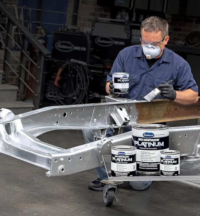 Eastwood Rust Encapsulator Platinum Pint | UV Resistant Aluminum Finish Rust Preventive Coating | Easy Apply High-Tech Formula Automotive Paint to Stop Rust | Rust Remover for Metal Structures